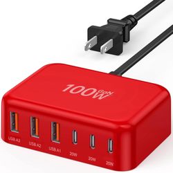 100W USB Fast Charger Block Charging Station Power Strip 3 ports USB and 3 Ports USB C New Condition 