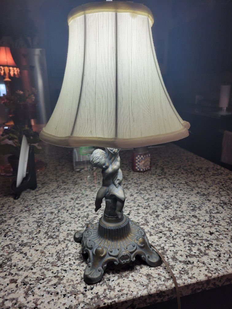 Vintage Metal Base Angel Lamp