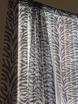 Set Of 2 Curtain Panels Animal Print Zebra Print
