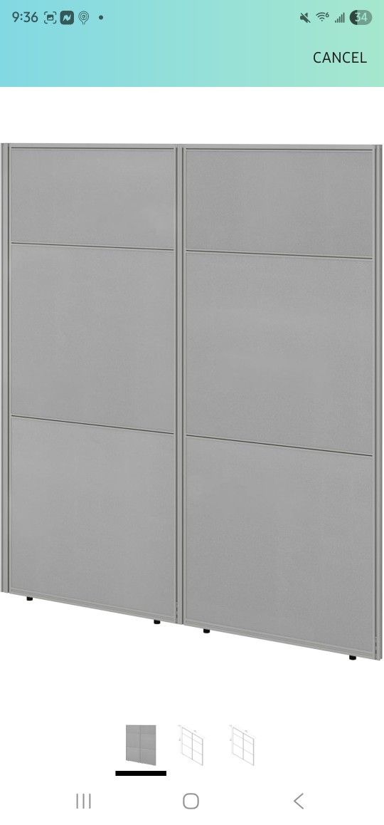 Bush Business Furniture Easy Office 60W x 66H Cubicle Panel with Corner Connector in Silver Gray