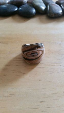 Copper/black swirl glass ring