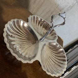 Antique silver clamshell Dish 