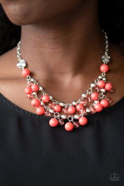 Seaside Soiree Orange Necklace and Earring Set