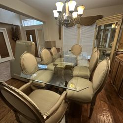 Luxurious Dining Table And Chairs With Cabinet