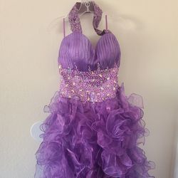 Purple Hi-Low Quinceanera/Prom Dress
