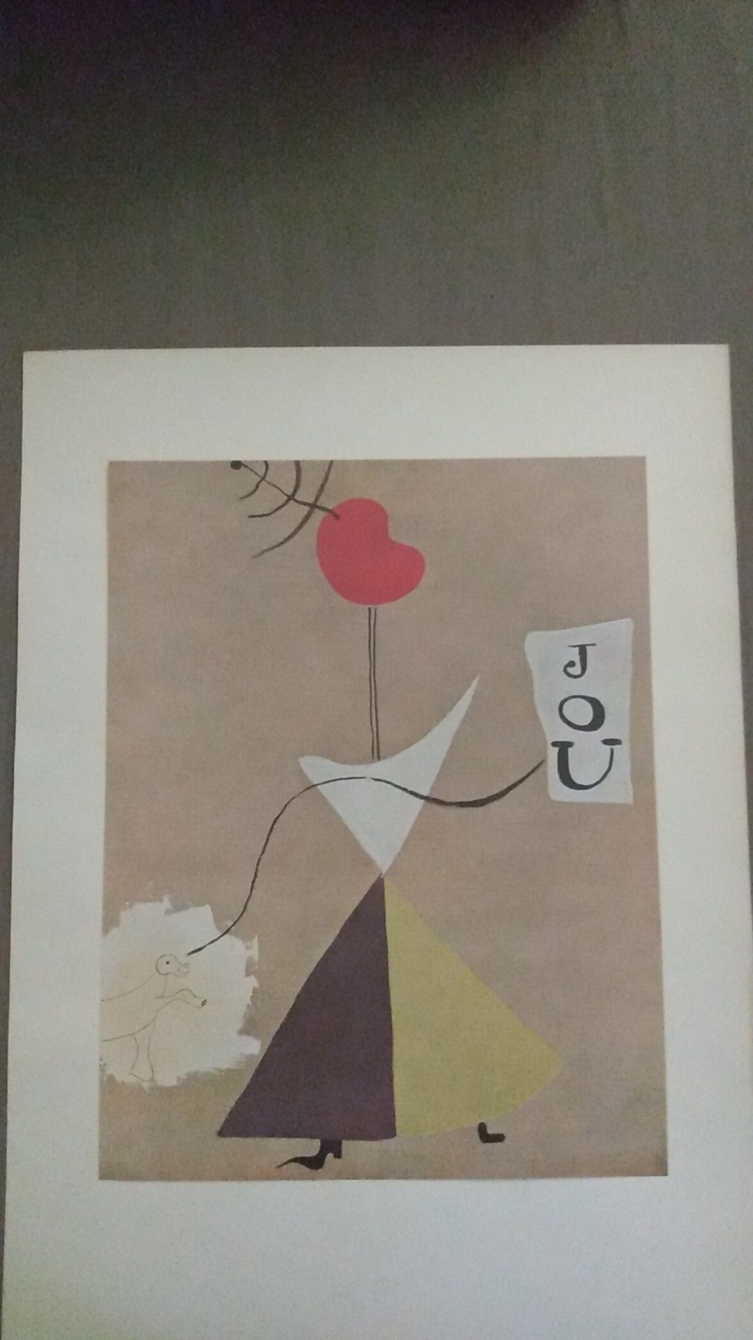 Joan Miro 1940 s lithograph of the painting "Woman, Newspaper, Dog