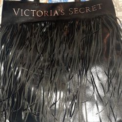 victoria secret black fringe purse