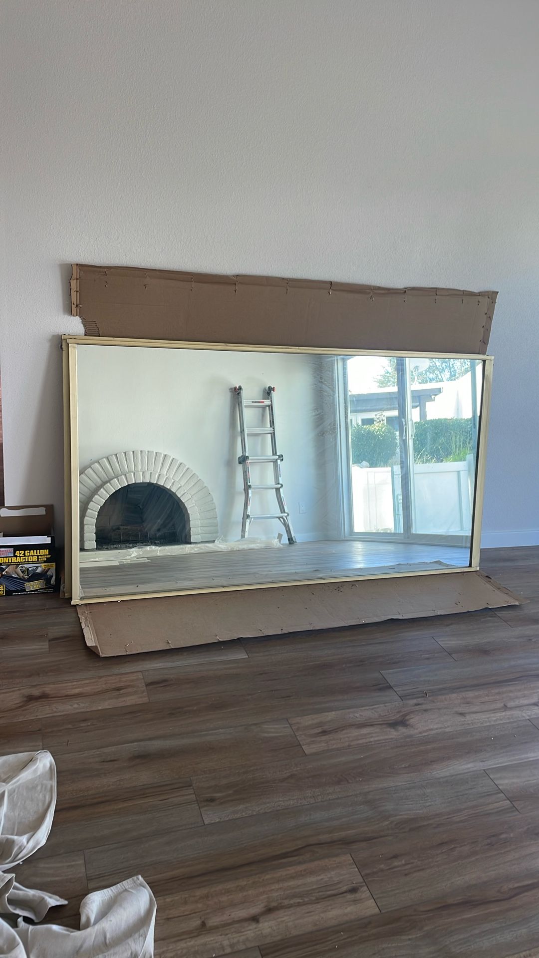 2 Vintage Mirrored Gold Closet Doors And Upper Track