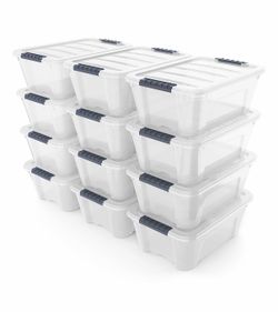 12Liter 12PCS Latch Stack Storage Box Tubs Bins Latches Handles