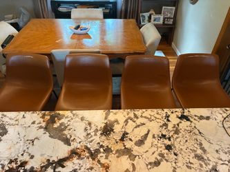 Set of 4 Brown Faux Leather Dining Chairs