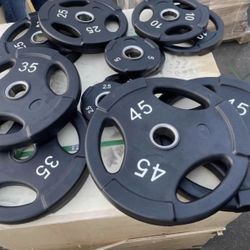 Brand New Urethane Olympic Weight Sets With Barbell 