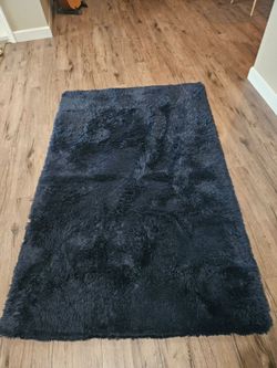 Plush Navy Blue Shag Area Rug