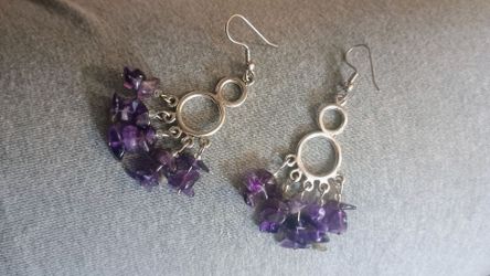 Sterling silver genuine amathyst chandelier earrings