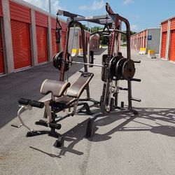 45²+35²+25²+1Barra7ft+Bench+Rack Smith + 4 Mats 6x4Thick3/4. Delivery cheap/Barato for extra 