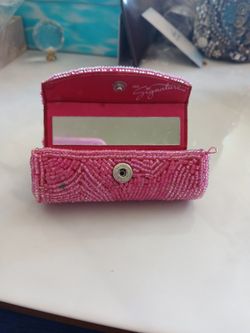 MaryKay Vintage Pink Magenta Beaded Lipstick Case