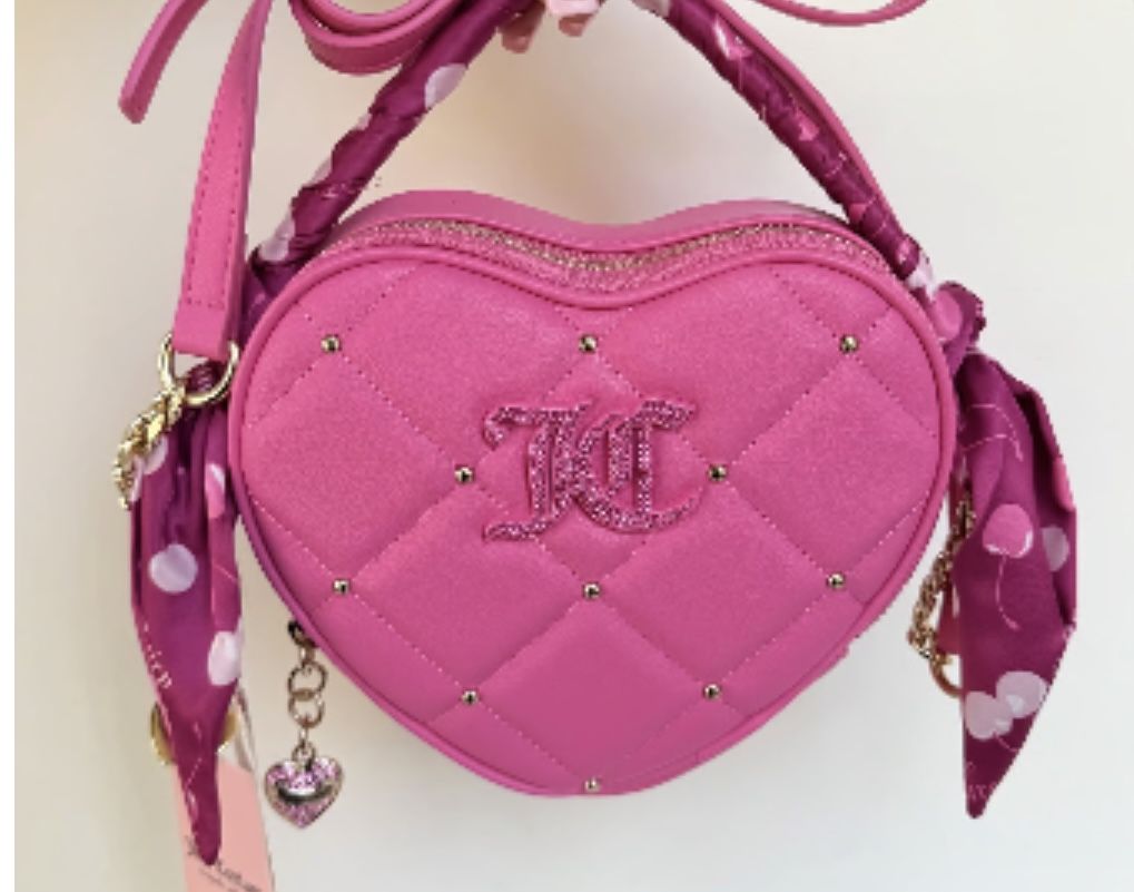 Juicy Couture New Holding the Line Heart Cherry Scarf Bag