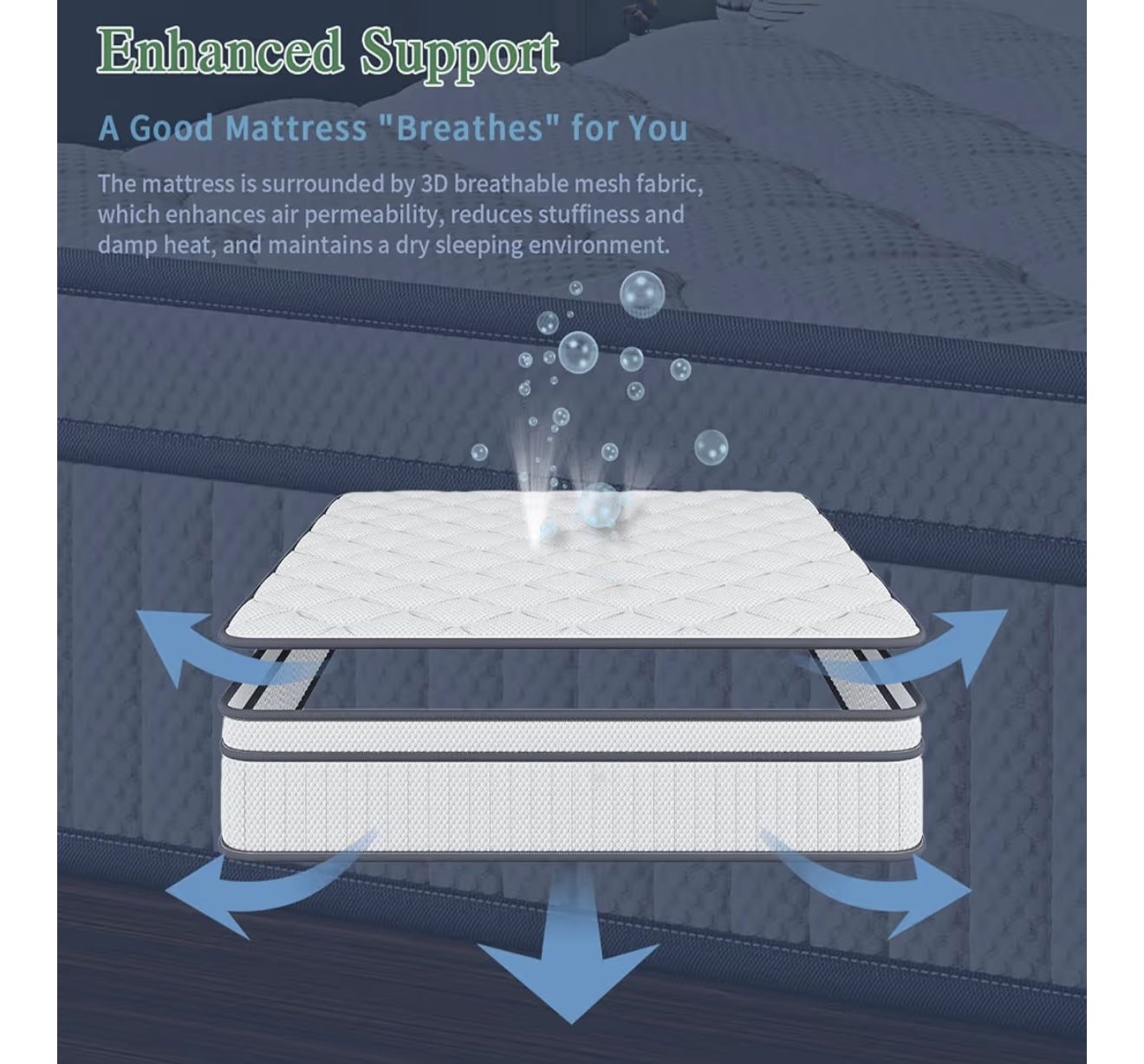 King Size Mattress, 12 Inch King Mattress in a Box, Gel Memory Foam Hybrid Mattresses for Motion Isolation, Soft and Comfortable, Pressure Relief, Med