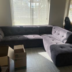 Acanva Mid Century Velvet Gray