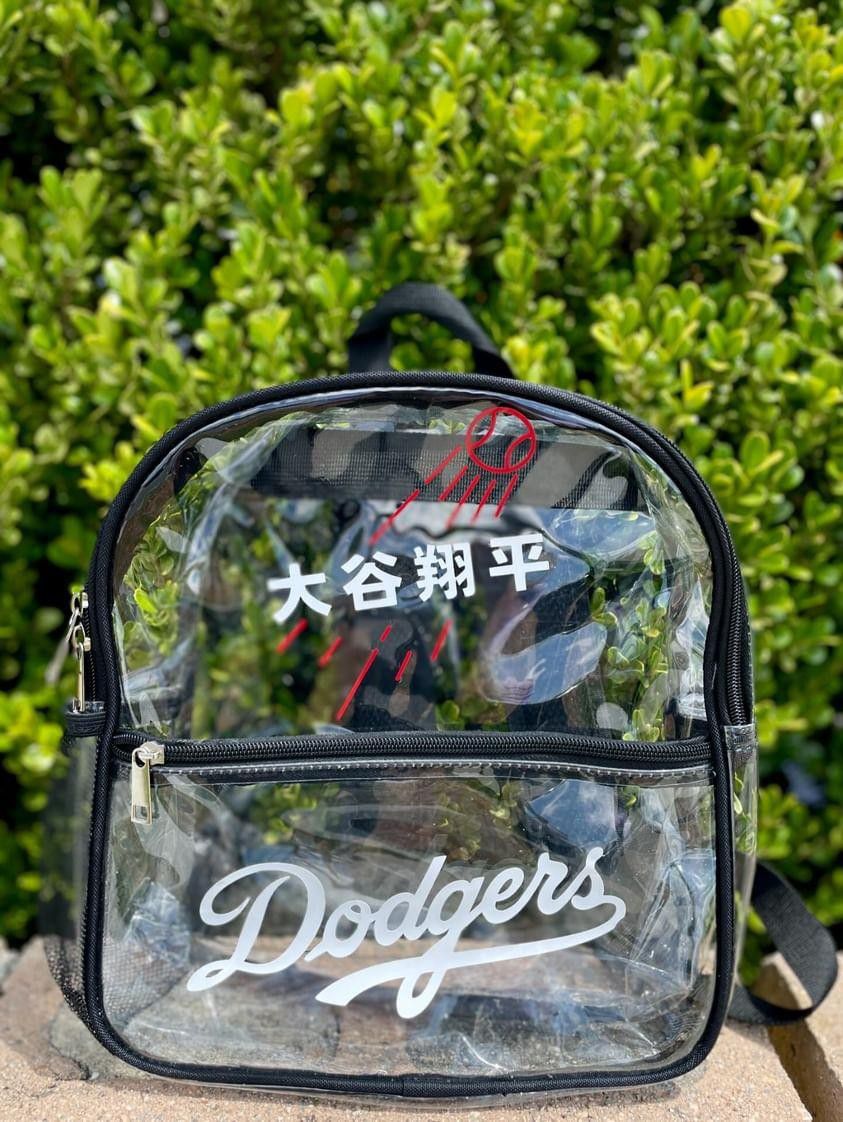 Brand New MLB Los Angeles Dodgers Shohei Ohtani Kanji Clear Plastic Backpack. Stadium Approved. 