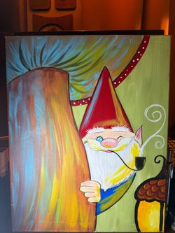 Winking Gnome Original Painting on Canvas — 16x20, Ready to Hang