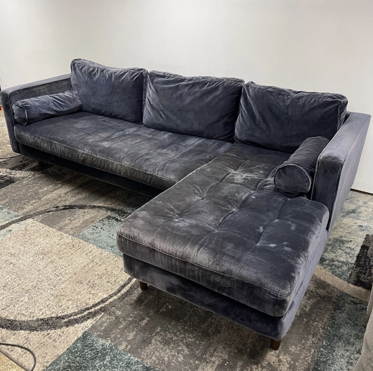 Sectional Free Delivery Velvet Sofa Blue Couch