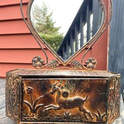 Metal Chest  Beautiful Antique Looking