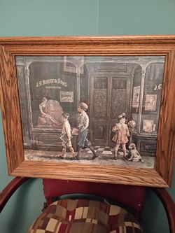 Vintage picture in heavy wooden frame