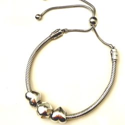 1 Pandora snake chain slider bracelet with 3 charms