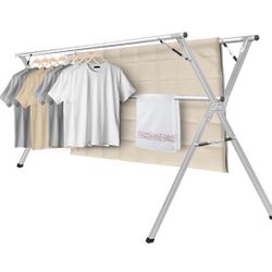 Sillars Clothes Drying Rack, 94.5 inches Laundry Drying Rack Clothing Foldable & Collapsible Stainless Steel Heavy Duty Clothing Drying Rack