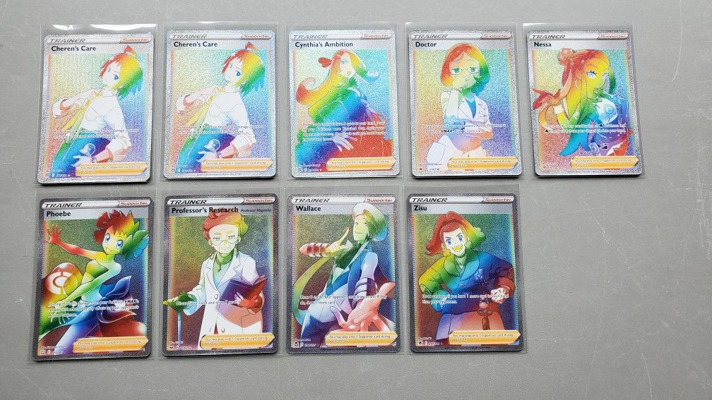 Pokemon Cards - 9 Full Art Rainbow / Secret Rare Trainers Lot #TR3