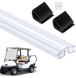 3 Pcs Golf Cart Living Hinge Retaining Clips Kit Include 1 Pcs 48 Inch Clear PVC Windshield Hinge 2 Golf Cart Window Clips for 1/4" Plexiglass Materia