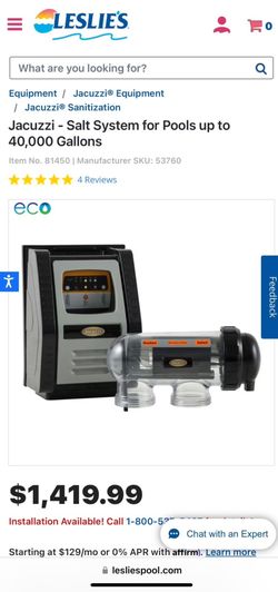 Pool Salt System New No Box (Jacuzzi Brand Model J-SS40 )