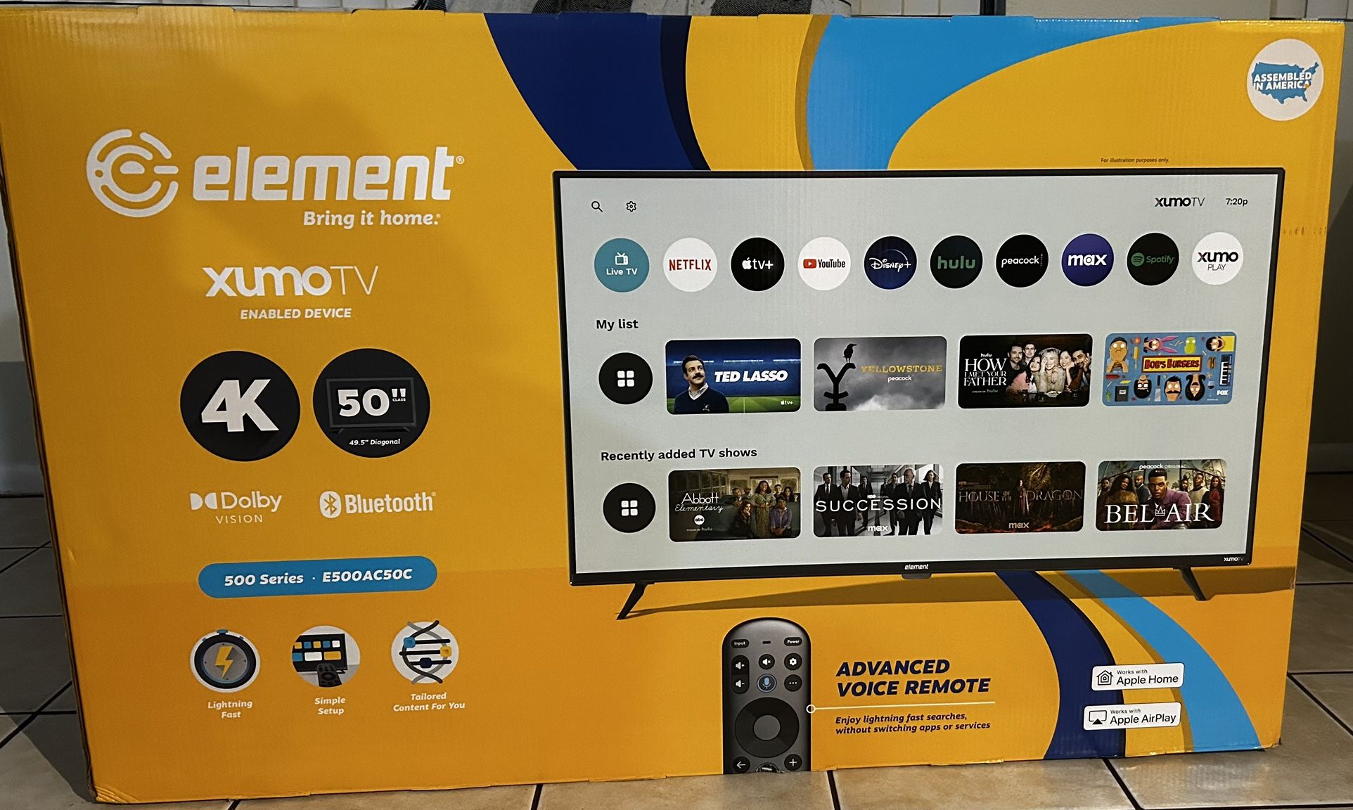 Element 50” Xumo 4K T.V.