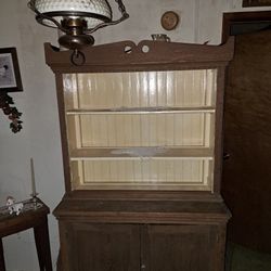 Beautiful Vintage Antique Flat Back Cupboard Hutch 