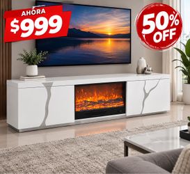 🔴mesa de TV con chimenea 80”