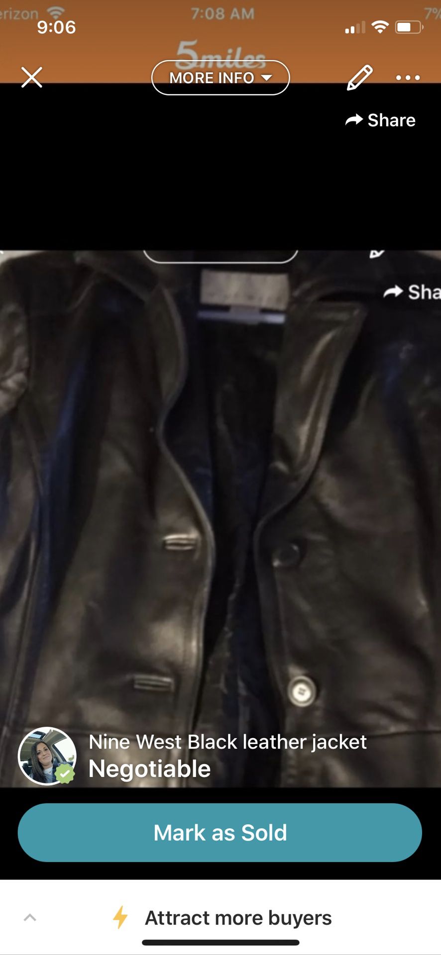 Nine west black leather jacket
