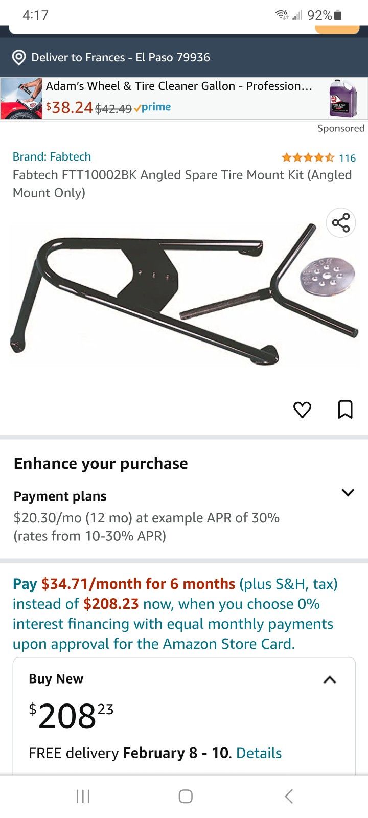 Fabtech Angled Spare Tire Mount Kit