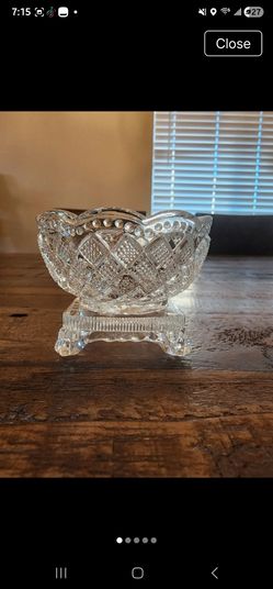 Vintage Avon Fostoria Clear Glass Master Salt "Strawberry Diamond Pattern"