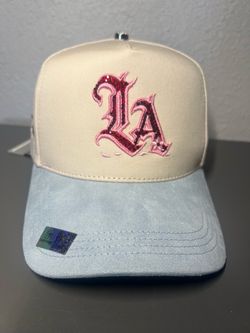LA Snapback Hat Cream and Suede Brim