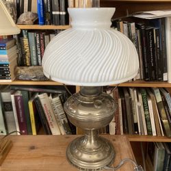 Antique Aladdin Nickel Hurricane Electric Lamp 