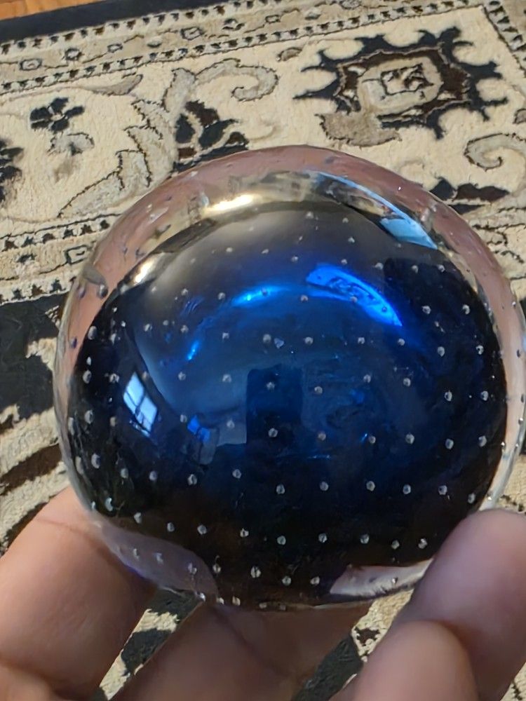 Cool Vintage Blue Speckled Paperweight