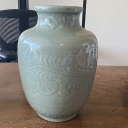Vintage Asian Ceramic Celadon Vase
