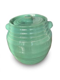 Vintage Green Beehive Cookie Jar 9" - Bauer McCoy Style - Retro Kitchen Canister