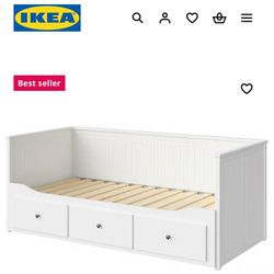 IKEA Twin Bed Frame With Pull Out Twin Bed With Drawers + Memory Foam Mattress  