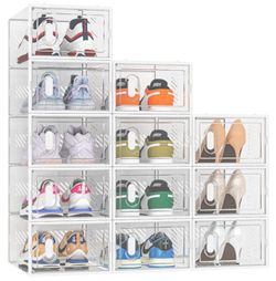 Clear Stackable Shoe Storage Boxes Set