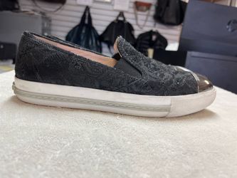 Miu Miu Metal Cap Black Womens Sneakers SZ 37