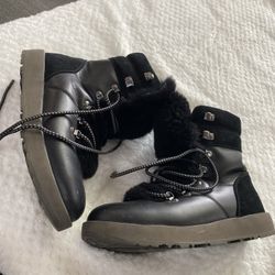 UGG Waterproof Leather Black Boots Womens 7.5