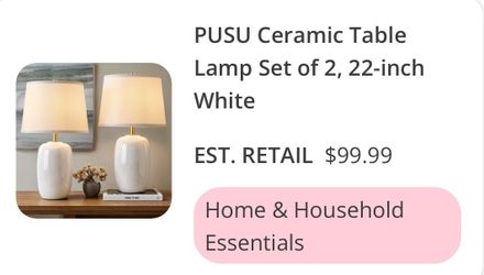 PUSU Ceramic Table Lamp Set of 2