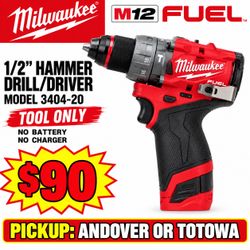 Milwaukee M12 FUEL 1/2ā Hammer Drill/Driver 3404-20 ā NEW