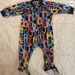 PJ Place Colorful Alphabet Zip up PJ onesie 